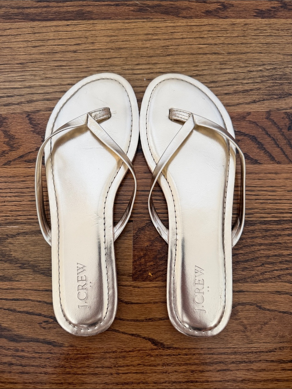 J. Crew Women's Metallic Gold Leather Flip Sandals